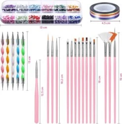 Evvie© Nail Art Kit - Penselen Met Dotting Tools - Strass Steentjes - Rhinestones - Nagel Folie - Diamantjes - Striping Tape – 65-delig 11 Evvie© Nail Art Kit - Penselen Met Dotting Tools - Strass Steentjes - Rhinestones - Nagel Folie - Diamantjes - Striping Tape – 65-delig -Poeder and Foundation Winkel 1183x1200