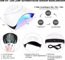 Royala D1 Gellak Starters Pakket + Inclusief UV LED Lamp + 10 Verschillende Gellak Kleuren - Gellak Lamp – Gellac Set - Alle Benodigdheden In Eén - Uitgebreid 62-Delig Pakket- Gel Polish Set - Gellak Set - UV LED Lamp -Poeder and Foundation Winkel 1200x1117