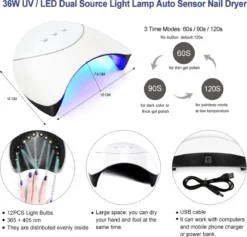 Gellak Starterspakket 12 Kleuren - Gellak - Gellakset - Nagelset - Gelnagels - Nagellak - Gelnagel Kit - UV Lamp 36W - LED - Manicure Set - 12 Kleuren Gel Polish - Nail Art - Nagellamp - Nagelboor - Nageldroger - Nagellak -Poeder and Foundation Winkel 1200x1149