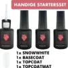 #SNOWWHITESERIE - Influence Gellac - Witte Gellak - Gellak Wit UV - UV Gellak - Gel Nagellak - Basecoat - Topcoat - Topcoatmat - No Wipe - Startersset - Kado Vrouw - Valentijns Cadeau - Kado Voor Haar - 4 X 10 Ml