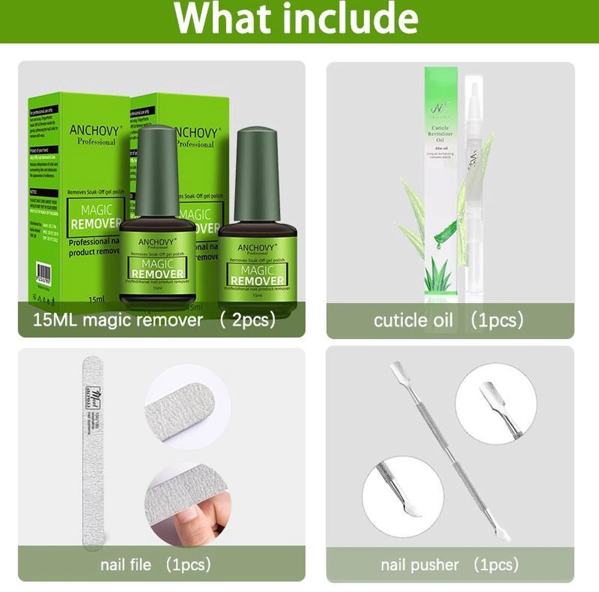 Magic Soak Off Nailpolish Remover - Magische Gellak Remover - 2 X 15 Ml!!! - Inclusief Nagelvijl, Bokkepootje En Olie - Nagellak Verwijderaar - Gellak Remover - 3 Magic Soak Off Nailpolish Remover - Magische Gellak Remover - 2 X 15 Ml!!! - Inclusief Nagelvijl, Bokkepootje En Olie - Nagellak Verwijderaar - Gellak Remover - - Afbeelding 3