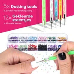 Evvie© Nail Art Kit - Penselen Met Dotting Tools - Strass Steentjes - Rhinestones - Nagel Folie - Diamantjes - Striping Tape – 65-delig 12 Evvie© Nail Art Kit - Penselen Met Dotting Tools - Strass Steentjes - Rhinestones - Nagel Folie - Diamantjes - Striping Tape – 65-delig -Poeder and Foundation Winkel 1200x1200 61