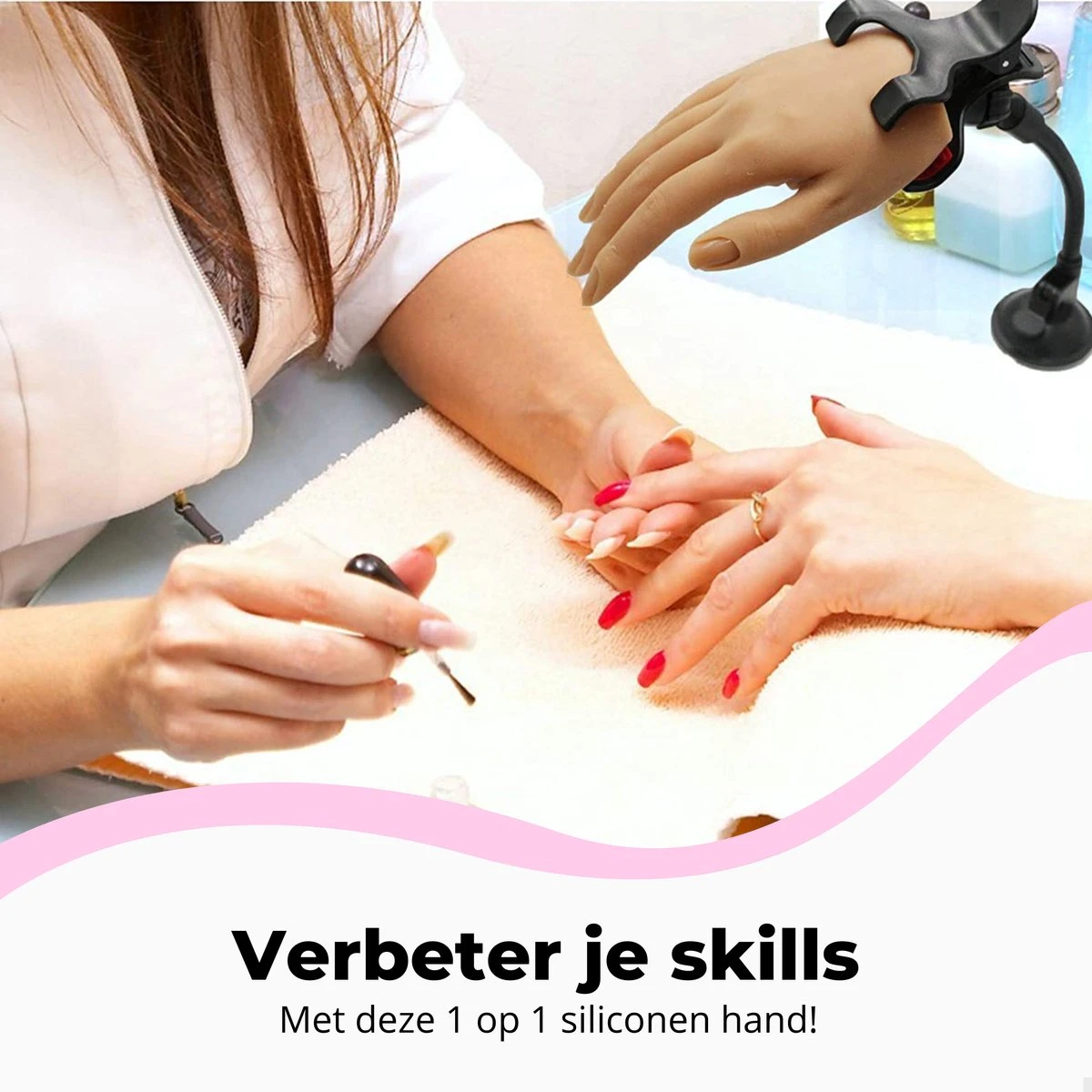 Quevo - Oefenhand Voor Nagels - Nailtrainer - 100 Nageltips - Nagelstickers - Nagelknipper 5 Quevo - Oefenhand Voor Nagels - Nailtrainer - 100 Nageltips - Nagelstickers - Nagelknipper - Afbeelding 5