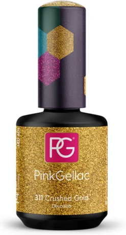 Pink Gellac - Crushed Gold - Gellak - Vegan - Goud - Glanzend - 15ml -Poeder and Foundation Winkel 645x1200