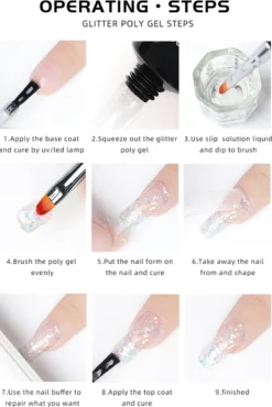 Elvi Polygel Starterskit -Complete Set Inc. USB UV/Led Mini Lamp-6x15g Polygel Kleuren Blauw - Nagelverlenging Polyacryl UV Nagellak-Quick Extension Temperature Color Changing Gel Blue Green -Poeder and Foundation Winkel 802x1200