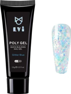 Elvi Polygel Starterskit -Complete Set Inc. USB UV/Led Mini Lamp-6x15g Polygel Kleuren Blauw - Nagelverlenging Polyacryl UV Nagellak-Quick Extension Temperature Color Changing Gel Blue Green -Poeder and Foundation Winkel 905x1200 2