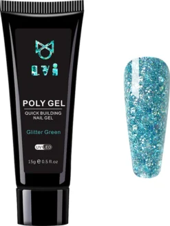 Elvi Polygel Starterskit -Complete Set Inc. USB UV/Led Mini Lamp-6x15g Polygel Kleuren Blauw - Nagelverlenging Polyacryl UV Nagellak-Quick Extension Temperature Color Changing Gel Blue Green -Poeder and Foundation Winkel 907x1200
