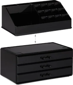 Relaxdays Make-up Organizer - Sieradendoosje - Cosmetica - Zwart