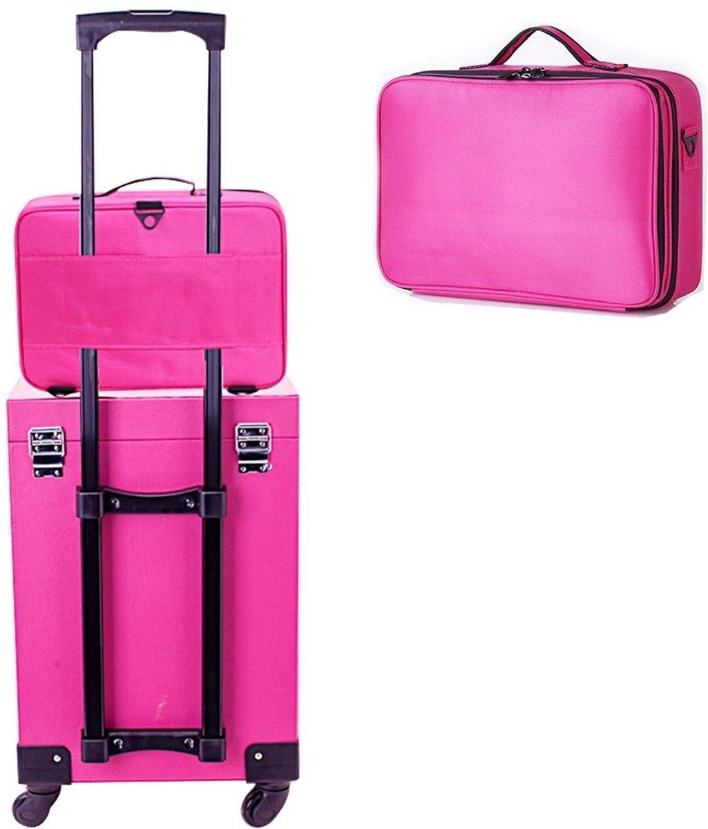 Cosmetica Koffer - Make-up Koffer Met Verstelbare Vakken - Visagie En Nagelstyliste Beauty Koffer - 37x27x13CM - Roze 9 Cosmetica Koffer - Make-up Koffer Met Verstelbare Vakken - Visagie En Nagelstyliste Beauty Koffer - 37x27x13CM - Roze - Afbeelding 9