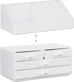 A&K 2in1 Make-up Organizer - 4 Lades Cosmetica Opbergdoos - Kaptafel - Wit -Poeder and Foundation Winkel 1083x1200 2