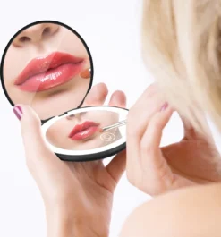 Led-verlichte Oplaadbare Compacte Make-up Spiegel Rond |1 X 2 X Vergroting | Make-upspiegel | Zakspiegel | Handspiegel | Reisspiegel | Dimbaar|als Cadeau | USB-lader | Rond | Zwart -Poeder and Foundation Winkel 1118x1200 9