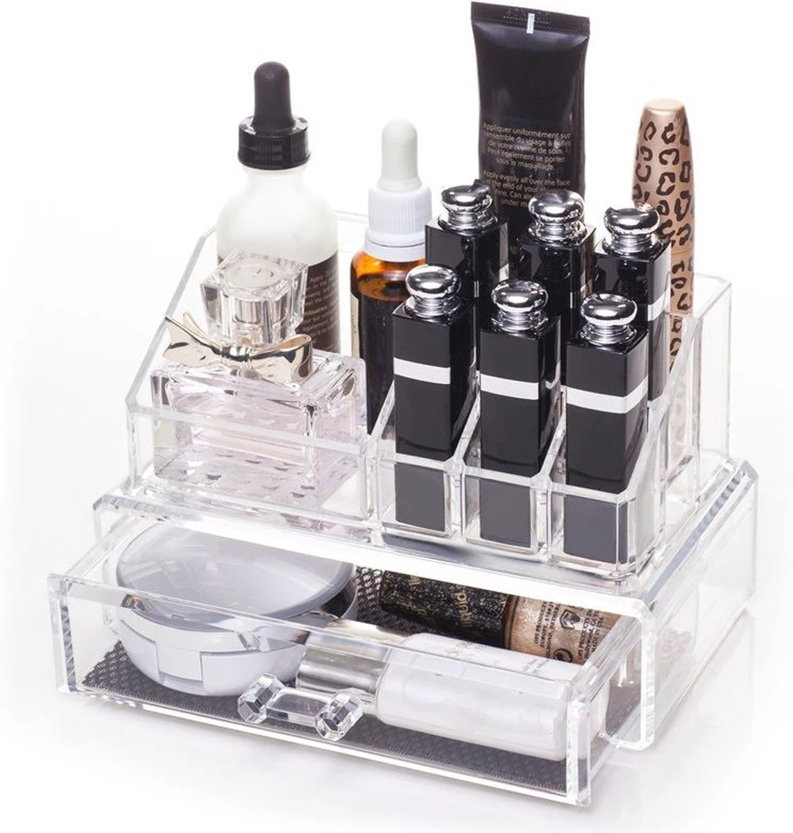 UNIQ Make-up Organizer Met 1 Lade SF-1061 (U310) - Cosmetica Opbergdoos - Transparant 1 UNIQ Make-up Organizer Met 1 Lade SF-1061 (U310) - Cosmetica Opbergdoos - Transparant