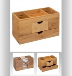 Sieraden/make-up Organizer Met 3 Vakken En 2 Lades 24 X 14,5 Cm Van Bamboe - Sieradenkastje - Make-upkastje - Organizers -Poeder and Foundation Winkel 1144x1200 2
