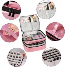 YONO Nagellak Tas - Nagelkoffer Beautycase - Cosmetica Koffer - Manicure Organizer - Roze 7 YONO Nagellak Tas - Nagelkoffer Beautycase - Cosmetica Koffer - Manicure Organizer - Roze -Poeder and Foundation Winkel 1160x1200 12