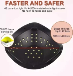 UV Nagel Lamp 168 Watt + 5 Gratis Vijlen - BellaLine - UV Led Nagellamp – Gel Nagel – Nagellak UV – Nageldroger – Salon – Sensor – Gellac - Acryl - Gelnagels – 42 Power Led – Professioneel – Krachtig – Manicure – Extra Lang Snoer - Pink - Pedicure -Poeder and Foundation Winkel 1167x1200