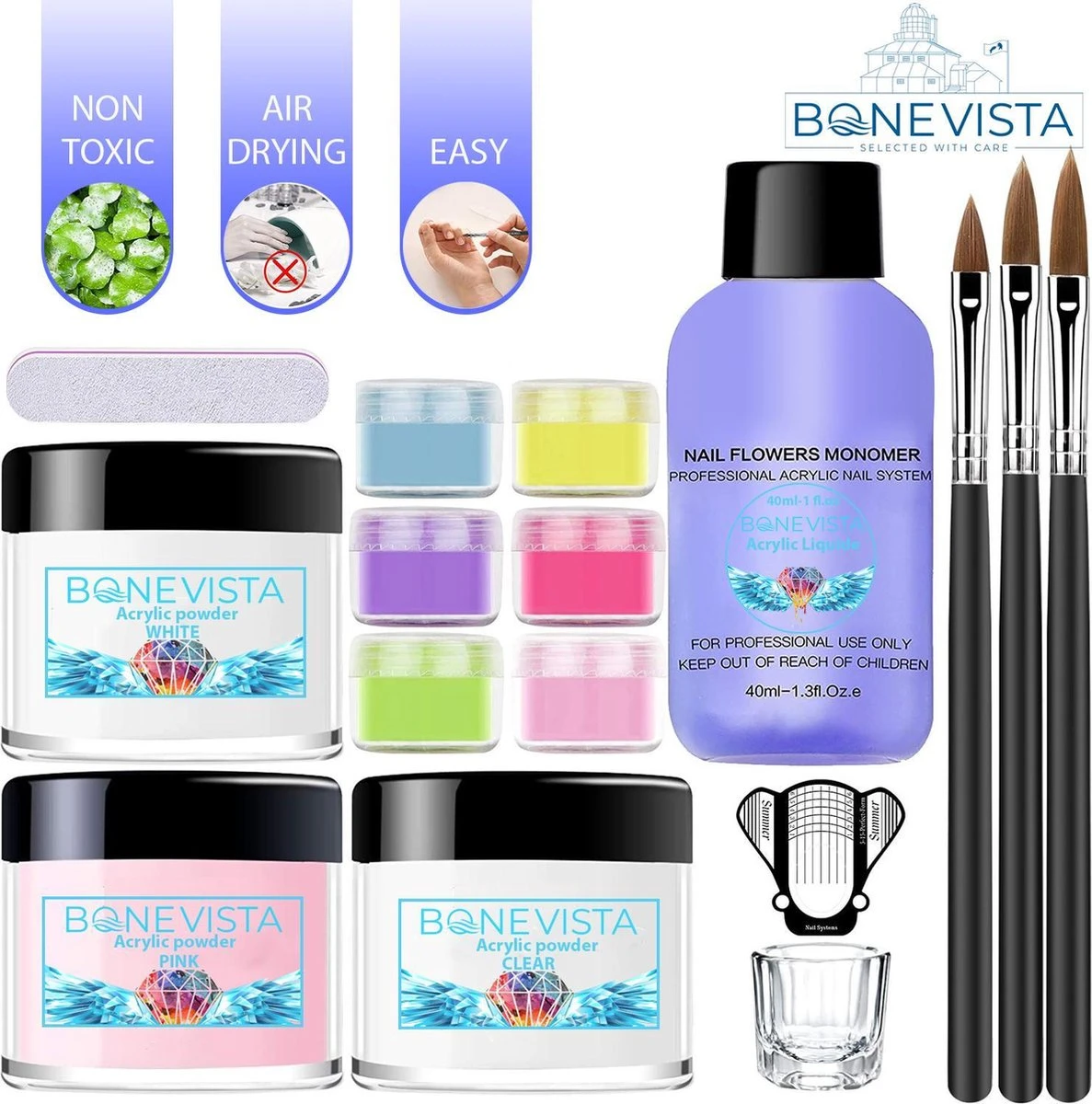 Bone Vista® Acryl Nagels Starterspakket - Wit, Roze & Transparant - Professionele Kunstnagels 1 Bone Vista® Acryl Nagels Starterspakket - Wit, Roze & Transparant - Professionele Kunstnagels