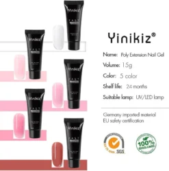 Yinikiz - POLYGEL Kit - 5 Kleuren Polygel 15ML - Roze En Wit - Starterkit- Gellak - Manicure Set - UV Lamp - Polygel Nagels Starterspakket - Nepnagels - -Poeder and Foundation Winkel 1187x1200