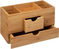 Sieraden/make-up Organizer Met 3 Vakken En 2 Lades 24 X 14,5 Cm Van Bamboe - Sieradenkastje - Make-upkastje - Organizers -Poeder and Foundation Winkel 1200x1002 2