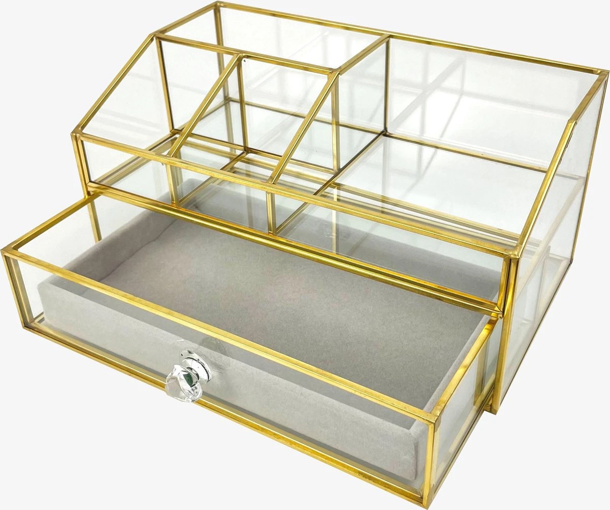 Make Up Organizer Stella | Goud| Cosmetica Organizer|sieraden Organizer | Make Up Organizer | Beautybox | Vitrine Boxje | Glazen Box |Makeup Organizer |Beauty Organizer | Makeupbox |Organizer | Storage Box |Make-uporganizer| Opbergdoos | Sieradendoos 2 Make Up Organizer Stella | Goud| Cosmetica Organizer|sieraden Organizer | Make Up Organizer | Beautybox | Vitrine Boxje | Glazen Box |Makeup Organizer |Beauty Organizer | Makeupbox |Organizer | Storage Box |Make-uporganizer| Opbergdoos | Sieradendoos - Afbeelding 2