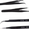 Vetus - Wimper Pincetten Set (2 Stuks) - Zwart - Tweezers - Pincetset - Wimperextensions - ESD-12 - ESD-15