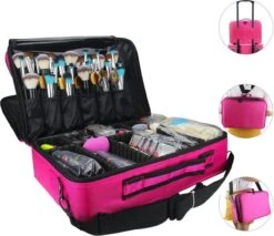 Cosmetica Koffer - Make-up Koffer Met Verstelbare Vakken - Visagie En Nagelstyliste Beauty Koffer - 37x27x13CM - Roze 21 Cosmetica Koffer - Make-up Koffer Met Verstelbare Vakken - Visagie En Nagelstyliste Beauty Koffer - 37x27x13CM - Roze -Poeder and Foundation Winkel 1200x1034 4
