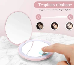 Led-verlichte Oplaadbare Compacte Make-up Spiegel Rond |1 X 2 X Vergroting | Make-upspiegel | Zakspiegel | Handspiegel | Reisspiegel | Dimbaar|als Cadeau | USB-lader | Rond | Zwart -Poeder and Foundation Winkel 1200x1056 3