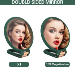 FOGARI Handspiegel Met 1 X 10 X Vergroting, Dubbelzijdige Make-upspiegel, Draagbare Kleine Spiegel, Inklapbare Verstelbare Spiegel Met Handvat, Ronde Reisspiegel, Make-upspiegel, Tafelspiegel, 360 Graden Draaibaar -Poeder and Foundation Winkel 1200x1078 3