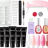 Yinikiz - POLYGEL Kit - 5 Kleuren Polygel 15ML - Roze En Wit - Starterkit- Gellak - Manicure Set - UV Lamp - Polygel Nagels Starterspakket - Nepnagels -