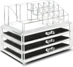 Merkloos Make-up Organizer, Make Up Opberger, 3 Laden, Opbergdoos, Make-up Bewaardoos