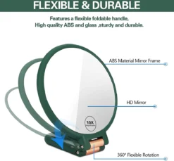 FOGARI Handspiegel Met 1 X 10 X Vergroting, Dubbelzijdige Make-upspiegel, Draagbare Kleine Spiegel, Inklapbare Verstelbare Spiegel Met Handvat, Ronde Reisspiegel, Make-upspiegel, Tafelspiegel, 360 Graden Draaibaar -Poeder and Foundation Winkel 1200x1114 3