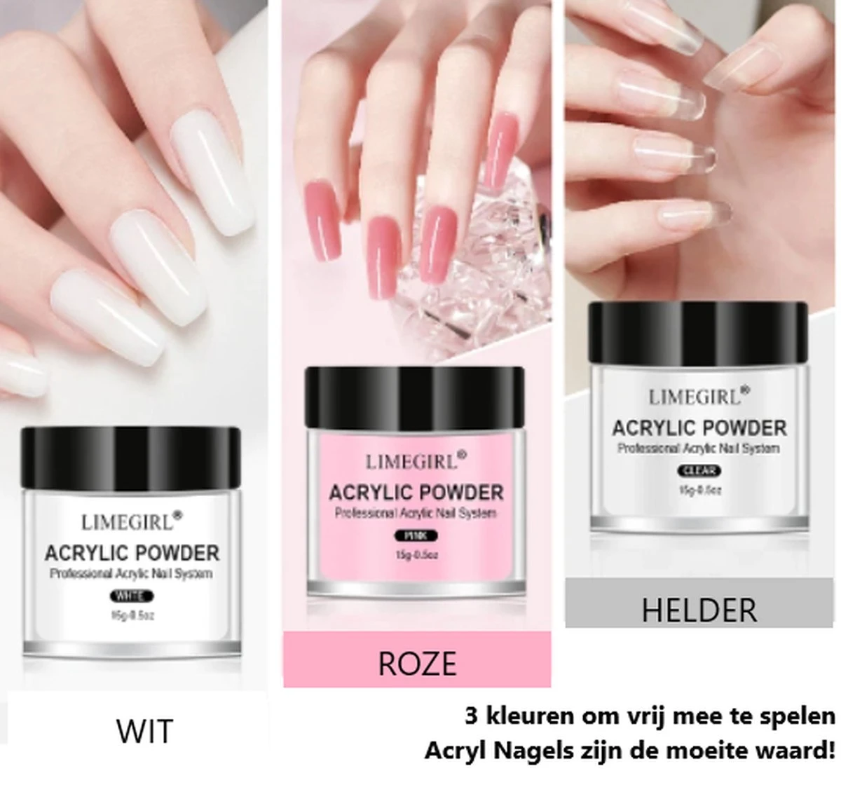 Professionele Acryl Nagels Starterpakket - Kunstnagels - Dipping Powder - Nail Art - Crystal Poeder - Gellak Starterspakket 3 Professionele Acryl Nagels Starterpakket - Kunstnagels - Dipping Powder - Nail Art - Crystal Poeder - Gellak Starterspakket - Afbeelding 3