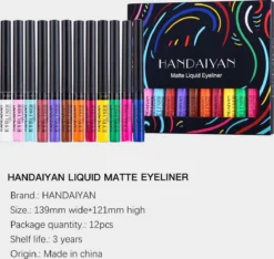 HANDAIYAN® | Liquid Eyeliner | Set Van 12 Kleuren | Gekleurde Eyeliner Set | Make Up | Waterproof | Langhoudend -Poeder and Foundation Winkel 1200x1137 5