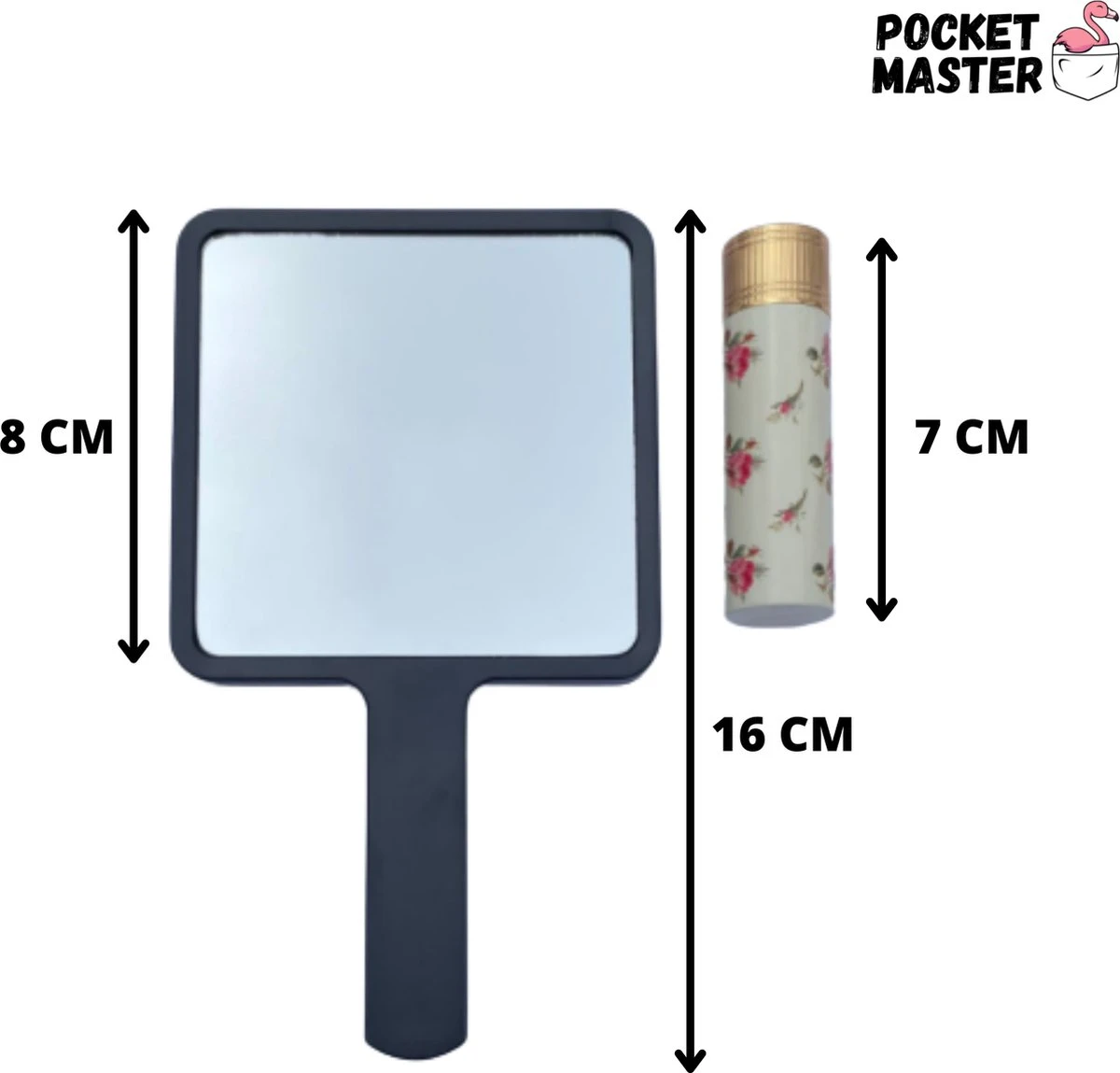 PocketMaster® Make-Up Spiegel / Handspiegel Met Handvat - Zwart - Klein - Compact - Handzaam - 8,0 X 8,0 Cm Spiegeloppervlak 2 PocketMaster® Make-Up Spiegel / Handspiegel Met Handvat - Zwart - Klein - Compact - Handzaam - 8,0 X 8,0 Cm Spiegeloppervlak - Afbeelding 2