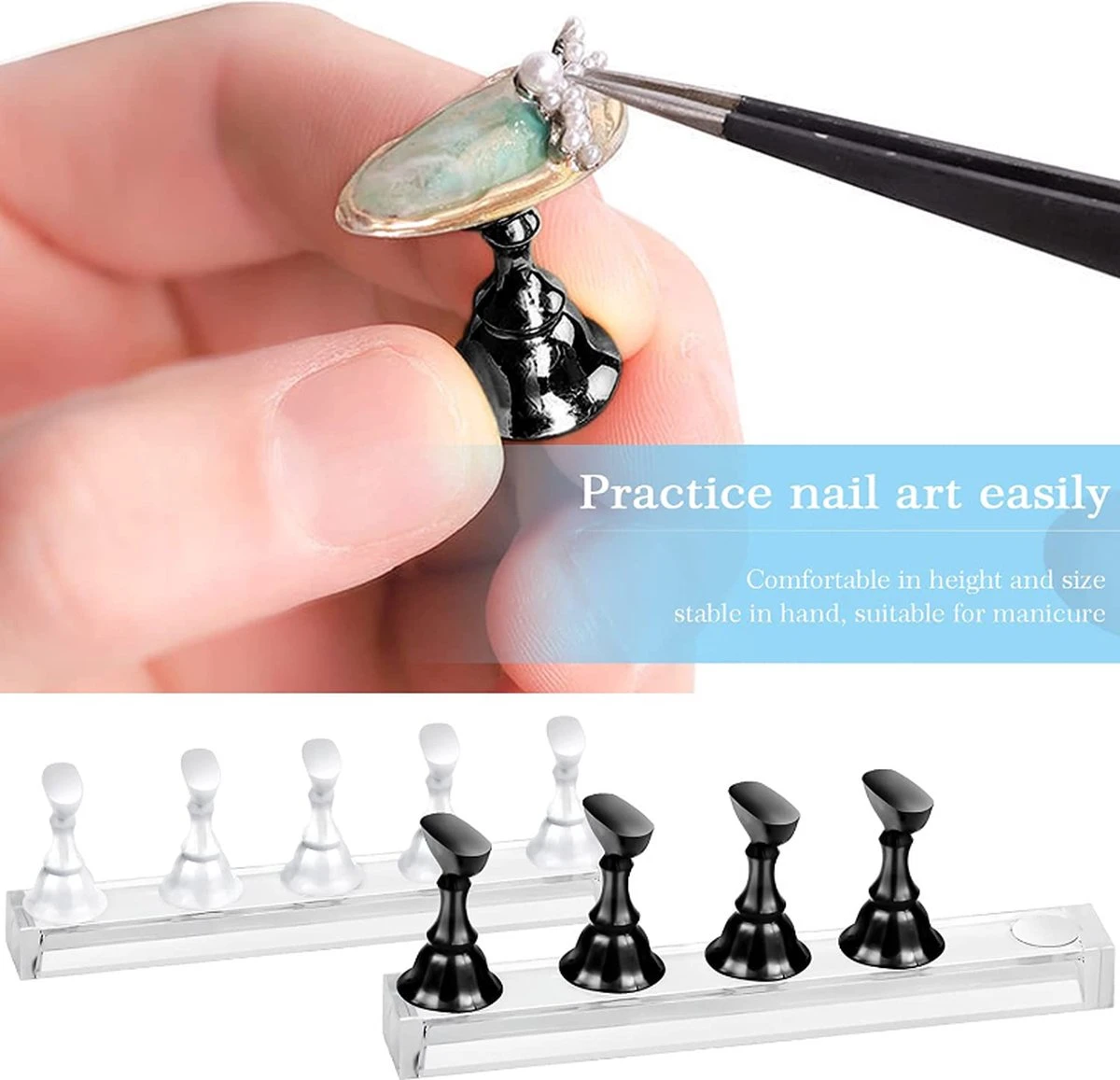 Merkloos Nailtrainer Oefenhand Voor Nagels 12-delige Set - Acryl Nagels Starterspakket - Starter Kit Nagel Display Magnetische Waaier – Kunstnagels Plaknagels - Nail Art Set - Uv Lamp Gelnagels Houd 2 Merkloos Nailtrainer Oefenhand Voor Nagels 12-delige Set - Acryl Nagels Starterspakket - Starter Kit Nagel Display Magnetische Waaier – Kunstnagels Plaknagels - Nail Art Set - Uv Lamp Gelnagels Houd - Afbeelding 2