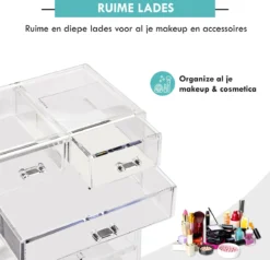 Merkloos XL Make-Up Organizer - 22 Opbergvakken - Tweedelig - Acryl -Poeder and Foundation Winkel 1200x1157 7
