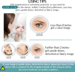 5 Inch, 20x Vergrotende Spiegel, Tweezijdige Spiegel, 20X/1x Vergroting, Opvouwbare Make-upspiegel Met Handheld/standaard, Gebruik Voor Make-up Toepassing, Pincet, En Mee-eter/smetverwijdering. (zilver) -Poeder and Foundation Winkel 1200x1160 7