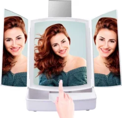 Merkloos Make-up Organizer Met Spiegel En LED Van METU-Online - Make Up Opberger - Make Up Spiegel Met Led Lamp - Makeup Opbergdoos - Make-up Spiegel Wit - Make Up Spiegel Met Verlichting En Usb - Make Up Koffer - Make Up Tafel - Make Up Organizer -Poeder and Foundation Winkel 1200x1161 5