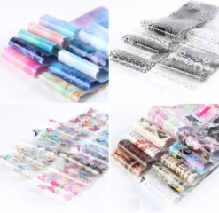 Set Van 50 X Transfer Nail Art Foil - Nagel Folie - Sparkolia - Mix Design Nagelfolie - Voor Op Nagellak / UV LED Gellak / Transfer Gel / Stickers -Poeder and Foundation Winkel 1200x1165 1