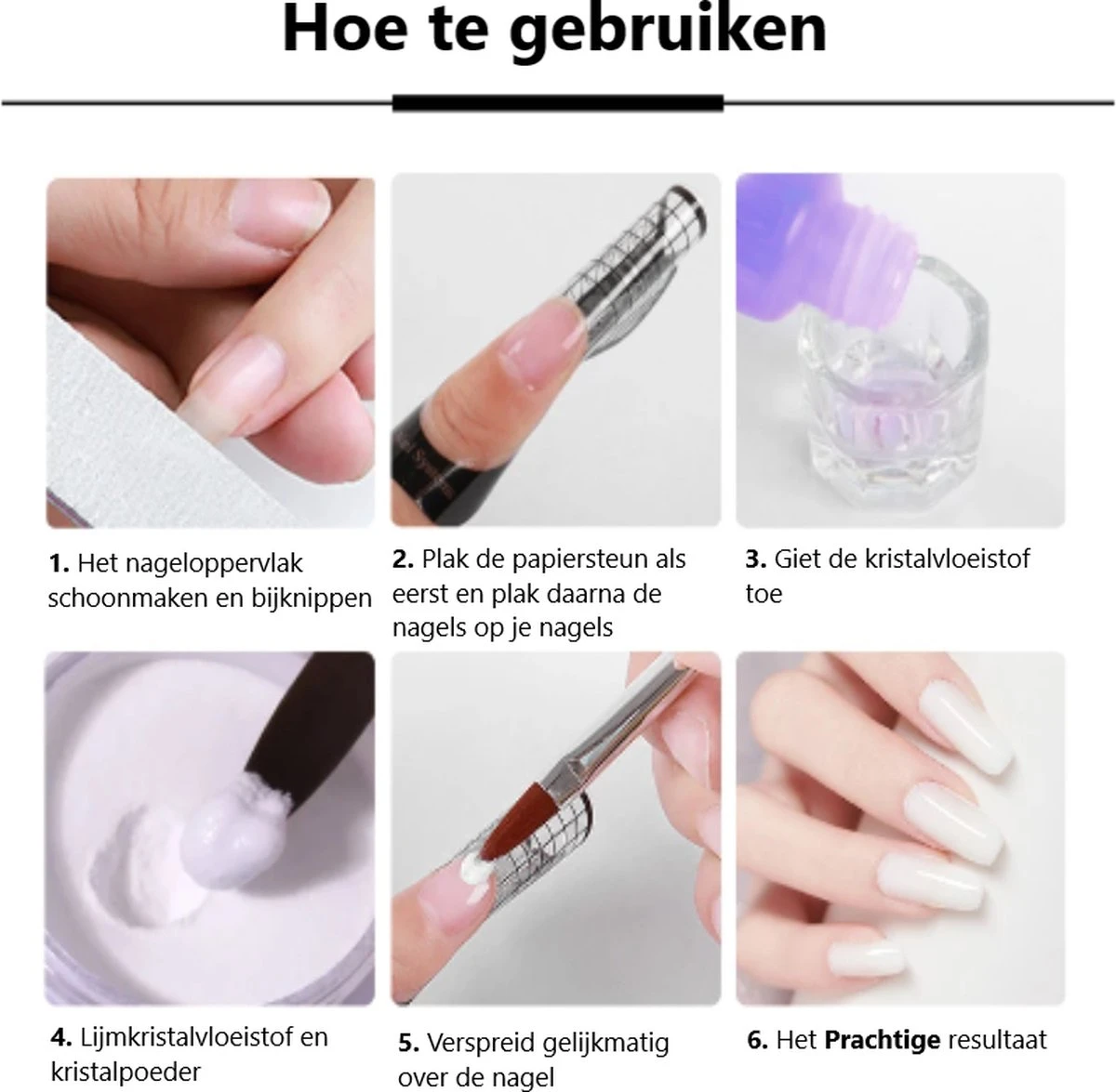 Professionele Acryl Nagels Starterpakket - Kunstnagels - Dipping Powder - Nail Art - Crystal Poeder - Gellak Starterspakket 4 Professionele Acryl Nagels Starterpakket - Kunstnagels - Dipping Powder - Nail Art - Crystal Poeder - Gellak Starterspakket - Afbeelding 4