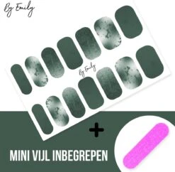 By Emily - Nagel Wrap - Greeny Gray | 14 Stickers Per Vel | Nail Wrap | Nail Art | Trendy | Design | Nagellakvrij | Eenvoudig | Nagel Art | Nagel Wrap | Nagel Stickers | Folie | Zelfklevend | Sjablonen -Poeder and Foundation Winkel 1200x1177 3