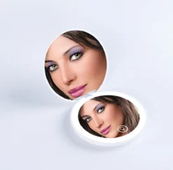 Led-verlichte Oplaadbare Compacte Make-up Spiegel Rond |1 X 2 X Vergroting | Make-upspiegel | Zakspiegel | Handspiegel | Reisspiegel | Dimbaar|als Cadeau | USB-lader | Rond | Zwart -Poeder and Foundation Winkel 1200x1186 4