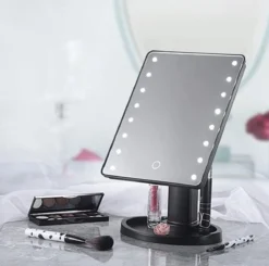 Merkloos Make Up Spiegel - Make Up Spiegel Met Verlichting - 16 LED Lampen - Make Up Organizer - Scheerspiegel -