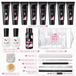 Merkloos Nagels Set - 8 Kleuren - Nagels Starter Set - Met Toplaag, Basislaag, Slipoplossing, Nagelverlengingsgel, Gel Builder - Voor DIY Voor Beginners - Beste Cadeau -Poeder and Foundation Winkel 1200x1198 3