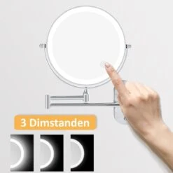 360° Draaibaar LED Scheerspiegel Met 5X Vergroting - 3 Lichtstanden - Dimstanden - Badkamerspiegel Met Natuurlijk Licht - Make-up Spiegel - Draadloos - Werkt Op Batterijen -Poeder and Foundation Winkel 1200x1198 32