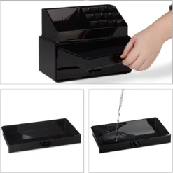 Relaxdays Make-up Organizer - Sieradendoosje - Cosmetica - Zwart -Poeder and Foundation Winkel 1200x1198 41