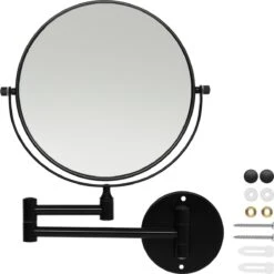 LYVION Make-up Spiegel - Scheerspiegel - Vergrootspiegel - 2 Spiegels - Voor Aan De Wand - Uitklapbaar - Verstelbaar - Cosmeticaspiegel - Dubbelzijdig - RVS - Zwart -Poeder and Foundation Winkel 1200x1200 1054