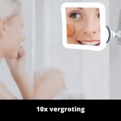 Vergroot Make Up En Scheer Spiegel Met LED Verlichting Vierkant - 10x Vegroting En Natuurlijk Licht Voor Cosmetica/Scheren/Epileren - 360° Graden Verstelbare Zuignap En Wandbevestiging -Poeder and Foundation Winkel 1200x1200 1068