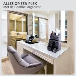 Confibel XXL Acryl Make-up Cosmetica Organizer - Verstelbare Lades - Sieraden/Make-up/Cosmetica Organizer - 11 Compartimenten - Zwart -Poeder and Foundation Winkel 1200x1200 1074