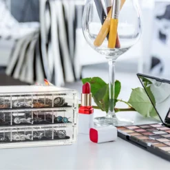 Relaxdays Make-up Organizer Acryl - 3 Lades Met Vakken Acrylbox - Cosmeticabox Opbergdoos - Doorzichtig -Poeder and Foundation Winkel 1200x1200 1084