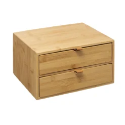 Five® Bamboe Bakjes Met 2 Lades - Hout - Duurzaam - 2 Lades (25 X 14,5 X 20)